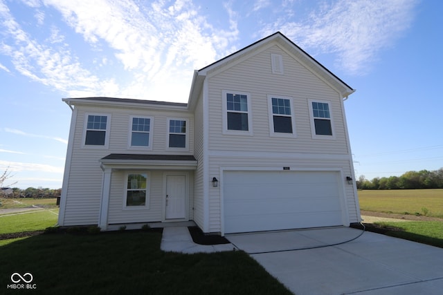 3832 Highcrest Rd, Indianapolis, IN 46239 - view of front of house featuring a garage, concrete driveway, and a front lawn