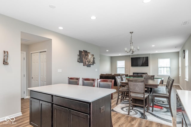 kitchen featuring recessed lighting and light wood finished floors