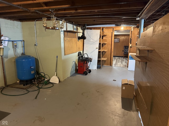 view of unfinished basement
