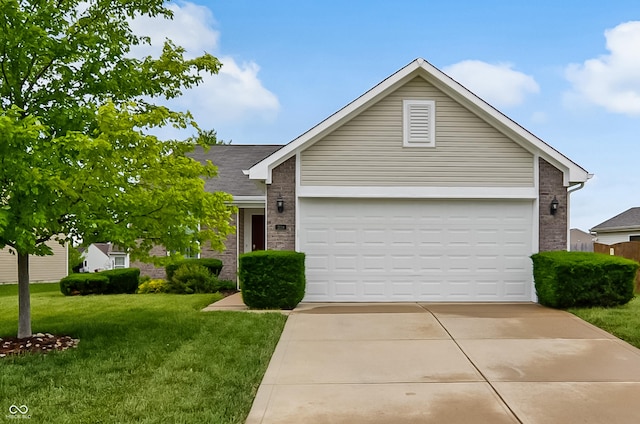 2138 Rossington Ln, Indianapolis, IN 46229 - ranch-style home with brick siding, concrete driveway, and a front lawn