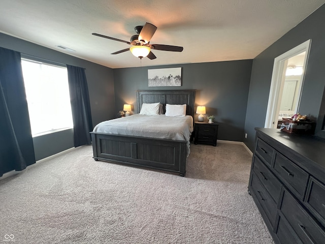 4245 W Fork Dr, Westfield, IN 46062 - bedroom featuring light carpet, ceiling fan, and baseboards