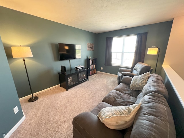 4245 W Fork Dr, Westfield, IN 46062 - living room featuring carpet, baseboards, and a textured ceiling