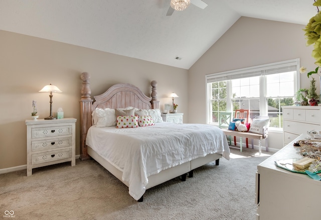 6054 Easy Ln, Indianapolis, IN 46259 - bedroom featuring light colored carpet, vaulted ceiling, a ceiling fan, and baseboards