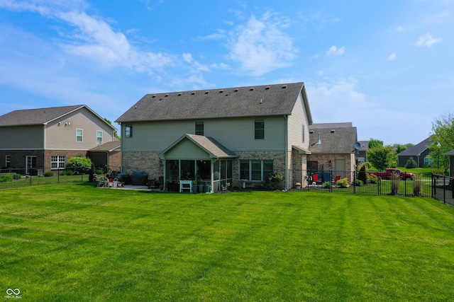 6054 Easy Ln, Indianapolis, IN 46259 - rear view of house featuring a patio area and a sunroom