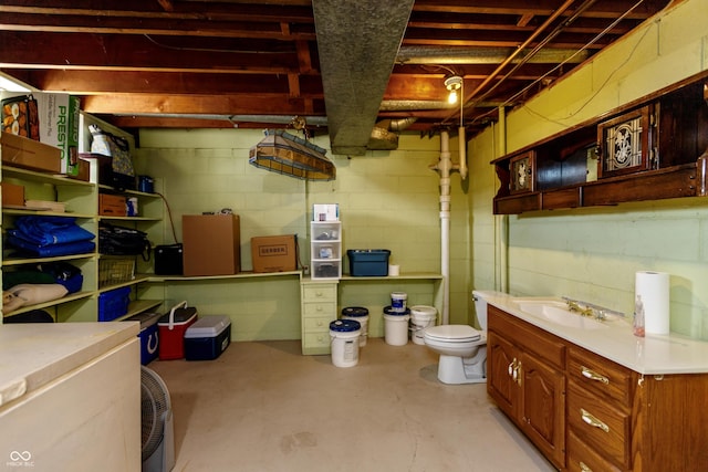 614 Debra Ln, Indianapolis, IN 46217 - interior space featuring concrete block wall and a sink