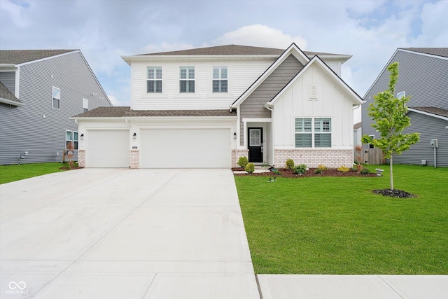 8654 Tripp Rd, Pendleton, IN 46064 - craftsman inspired home with board and batten siding, driveway, a front lawn, and brick siding