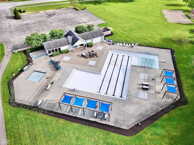 bird's eye view of a pool