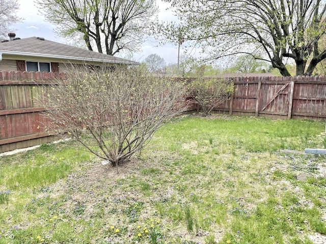 view of yard featuring a fenced backyard