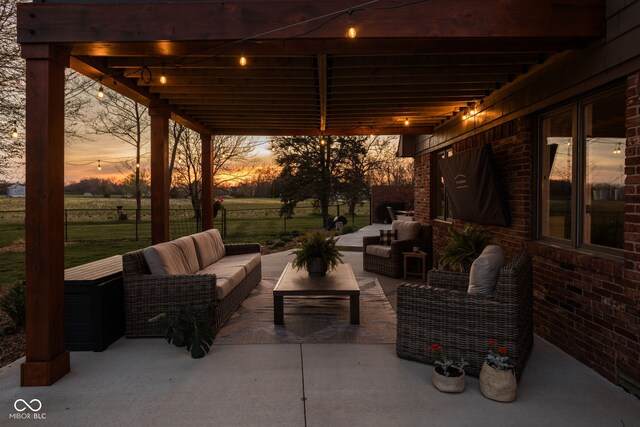8551 E 300 S, Zionsville, IN 46077 - patio terrace at dusk featuring an outdoor hangout area
