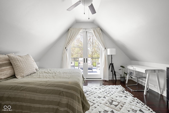 8551 E 300 S, Zionsville, IN 46077 - bedroom with lofted ceiling, wood finished floors, ceiling fan, and access to outside
