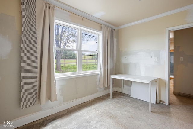 8551 E 300 S, Zionsville, IN 46077 - unfurnished office with unfinished concrete floors, ornamental molding, and baseboards