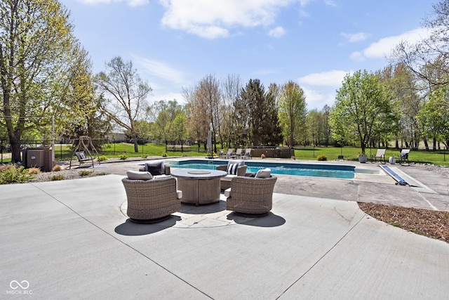 8551 E 300 S, Zionsville, IN 46077 - pool featuring a patio, fence, and a yard