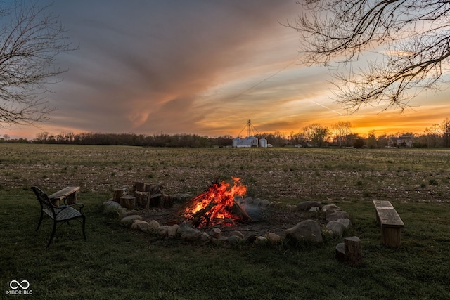 8551 E 300 S, Zionsville, IN 46077 - yard at dusk with a rural view and an outdoor fire pit