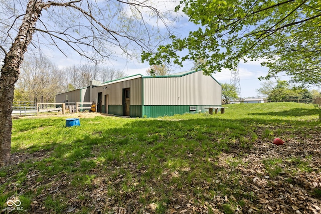 8551 E 300 S, Zionsville, IN 46077 - exterior space with fence, an outdoor structure, an outbuilding, and a lawn
