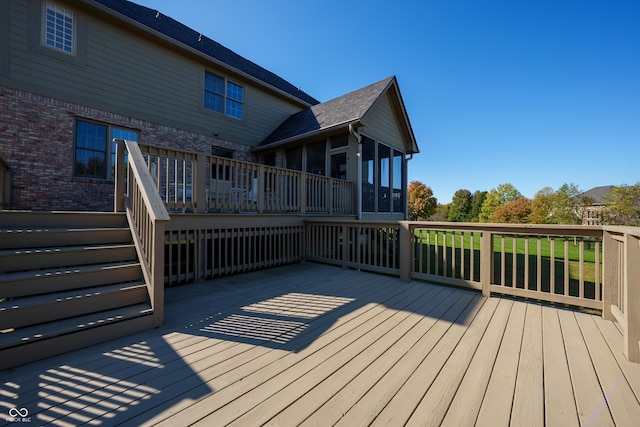 deck featuring a sunroom