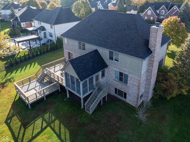 aerial view with a residential view