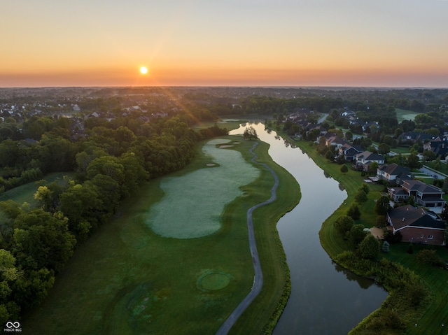 aerial view featuring a residential view and a water view