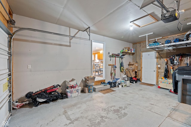garage with a garage door opener