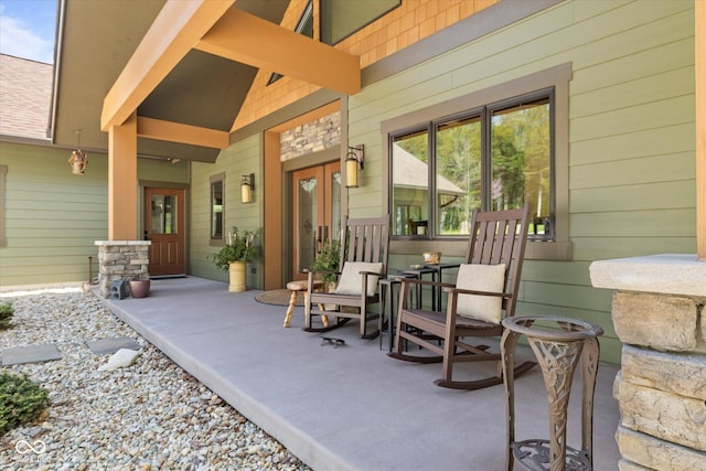 view of patio featuring covered porch