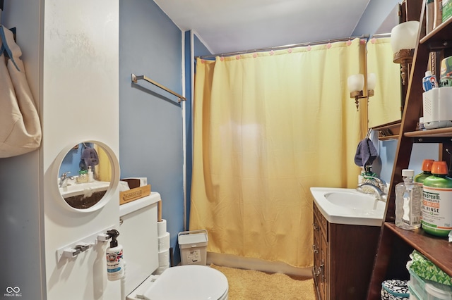bathroom with toilet and vanity