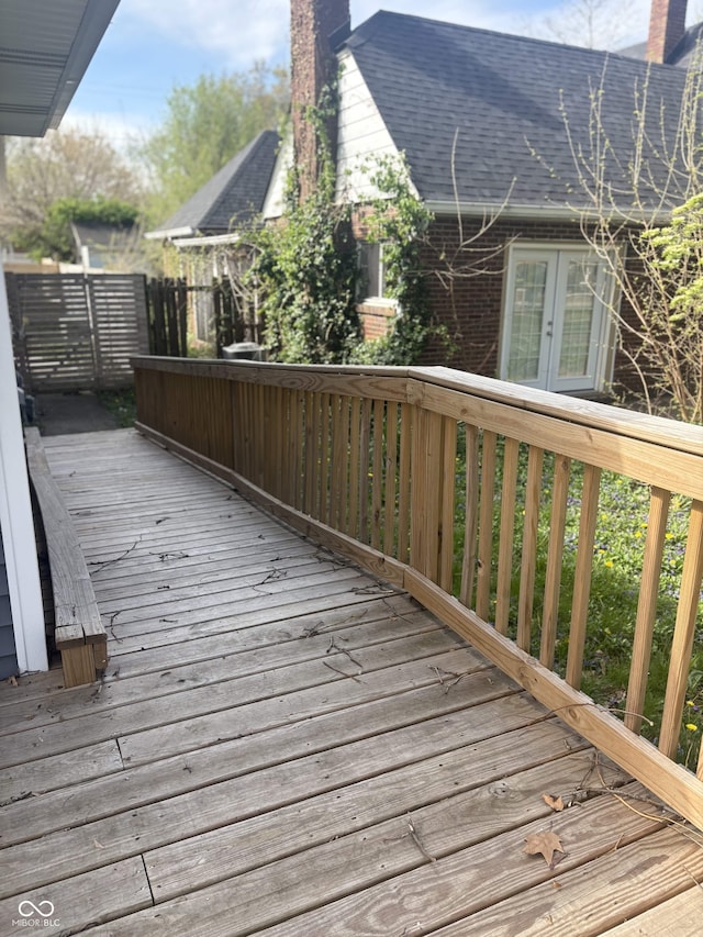 wooden deck with french doors
