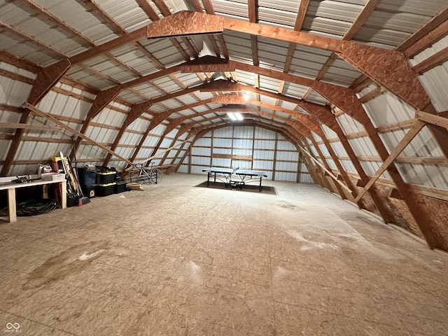 miscellaneous room featuring vaulted ceiling