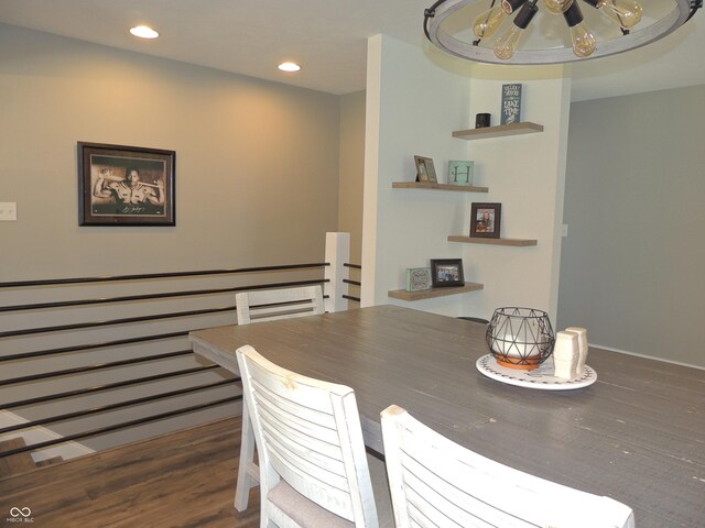 282 W Santee Dr, Greensburg, IN 47240 - dining area featuring a chandelier, wood finished floors, and recessed lighting