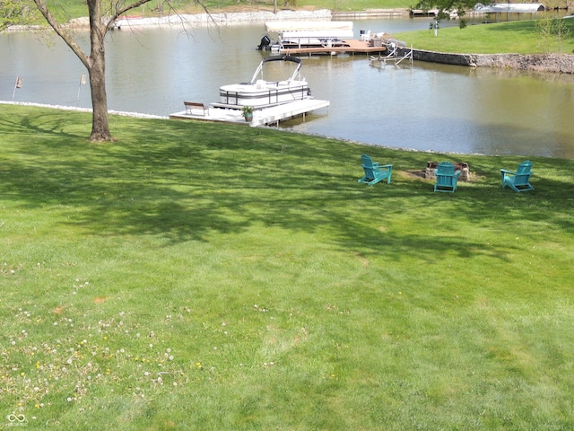 282 W Santee Dr, Greensburg, IN 47240 - dock area featuring a water view and a yard
