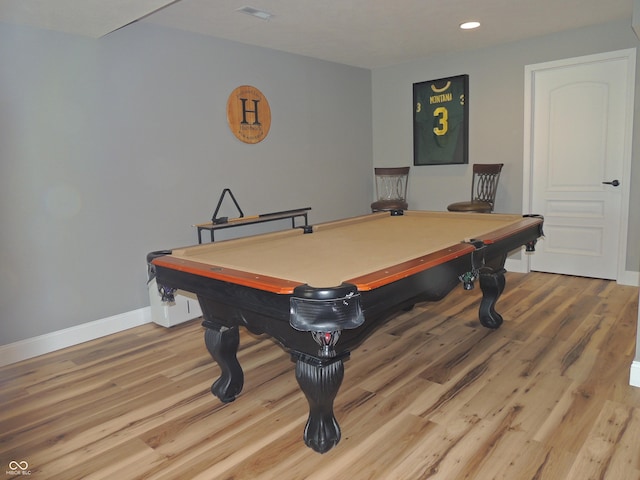 282 W Santee Dr, Greensburg, IN 47240 - game room with wood finished floors, baseboards, recessed lighting, and billiards table
