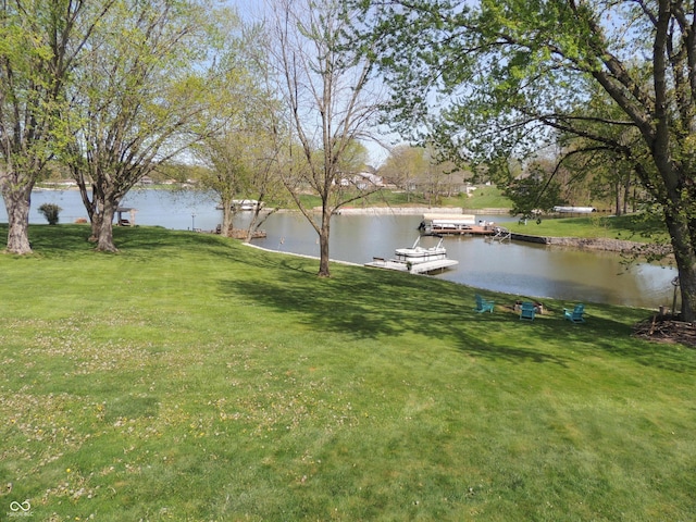 282 W Santee Dr, Greensburg, IN 47240 - view of grassy yard with a water view and a floating dock