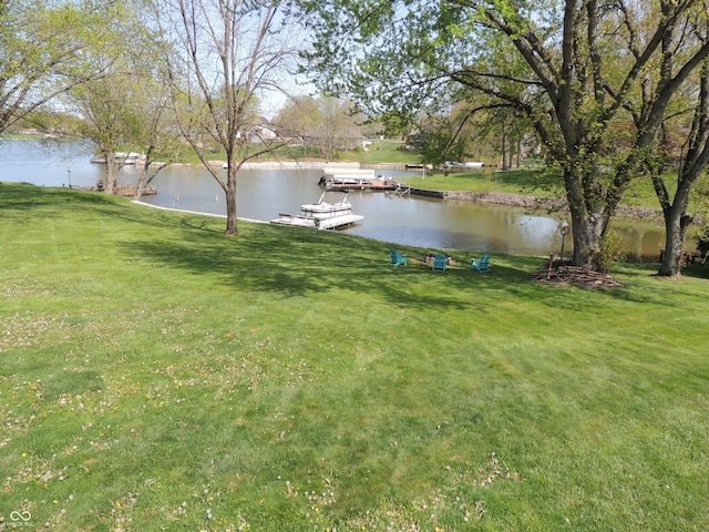 282 W Santee Dr, Greensburg, IN 47240 - view of grassy yard featuring a water view and a dock