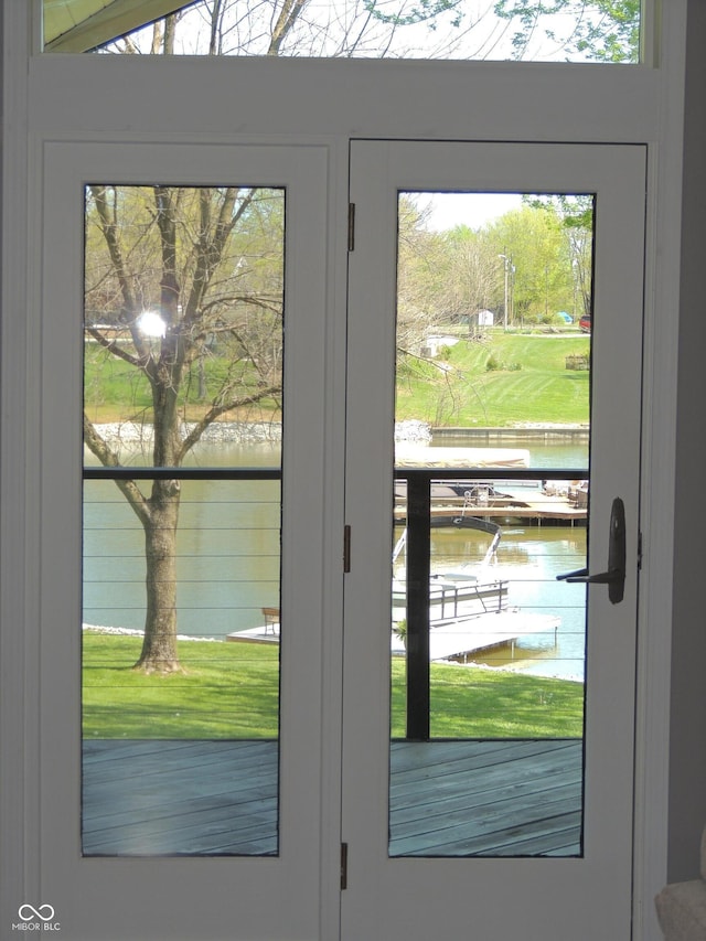 282 W Santee Dr, Greensburg, IN 47240 - doorway to outside featuring a water view