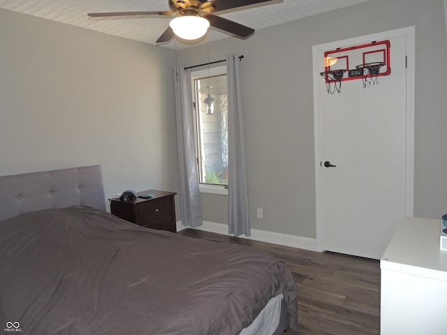 282 W Santee Dr, Greensburg, IN 47240 - bedroom featuring wood finished floors, baseboards, and ceiling fan