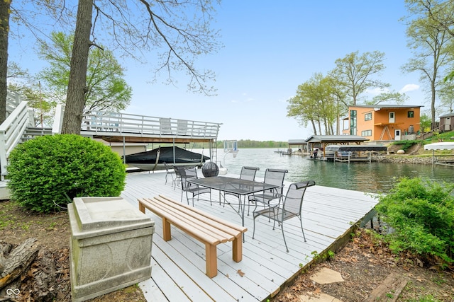 dock area featuring a water view