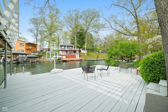 view of dock featuring a water view