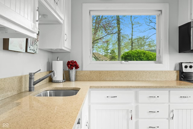 kitchen with white cabinetry and a sink