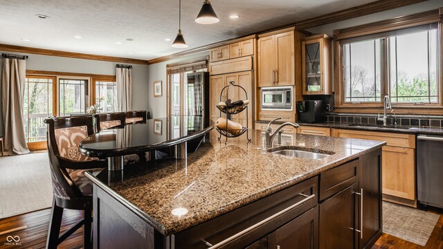 kitchen with a healthy amount of sunlight, stainless steel appliances, and a sink