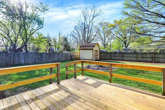 4775 E 56th St, Indianapolis, IN 46220 - deck with an outbuilding, a shed, and a fenced backyard