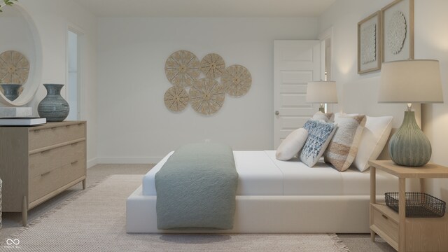 bedroom featuring carpet floors and baseboards