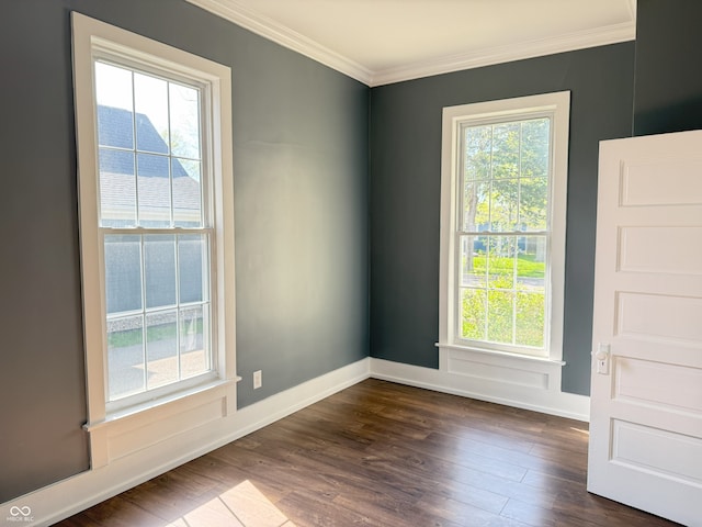 1378 Hannibal St, Noblesville, IN 46060 - empty room featuring dark wood finished floors, crown molding, and baseboards