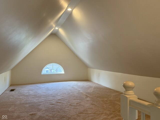 1378 Hannibal St, Noblesville, IN 46060 - additional living space featuring carpet flooring, vaulted ceiling, and visible vents