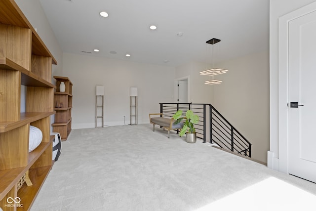 1333 Chatham Rdg Ct, Westfield, IN 46074 - sitting room featuring light colored carpet, recessed lighting, baseboards, and an upstairs landing