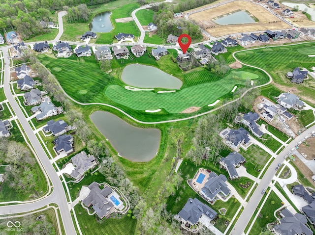 1333 Chatham Rdg Ct, Westfield, IN 46074 - drone / aerial view with a water view, view of golf course, and a residential view