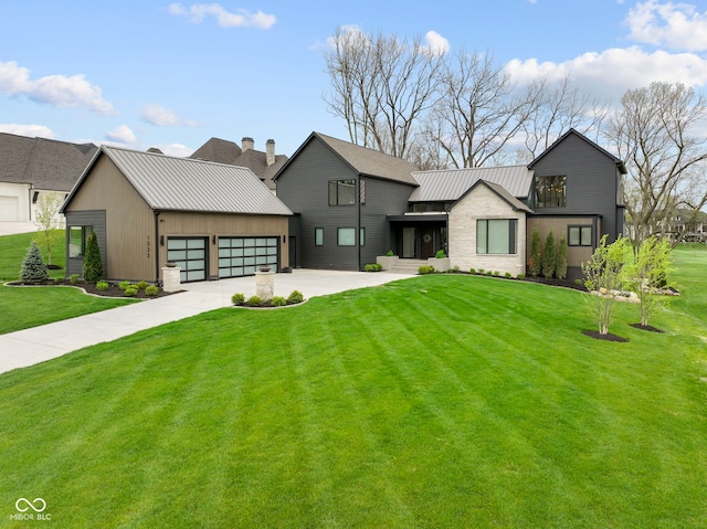 1333 Chatham Rdg Ct, Westfield, IN 46074 - modern farmhouse style home featuring a standing seam roof, metal roof, driveway, and a front lawn