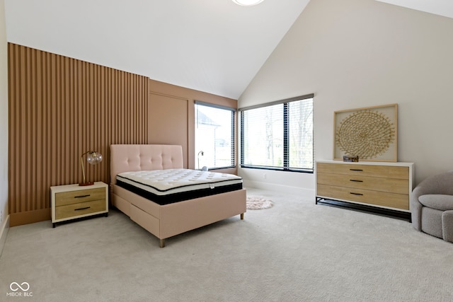 1333 Chatham Rdg Ct, Westfield, IN 46074 - bedroom featuring light colored carpet, baseboards, and high vaulted ceiling