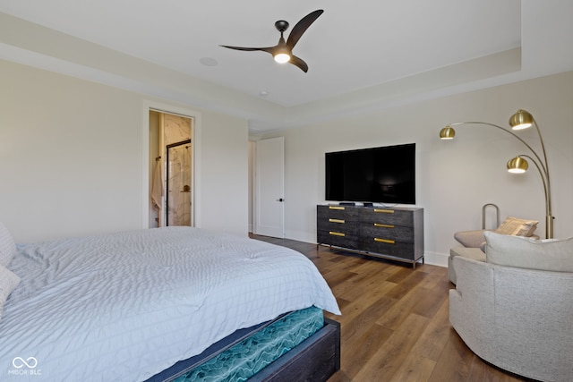 1333 Chatham Rdg Ct, Westfield, IN 46074 - bedroom with a raised ceiling, a ceiling fan, and wood finished floors