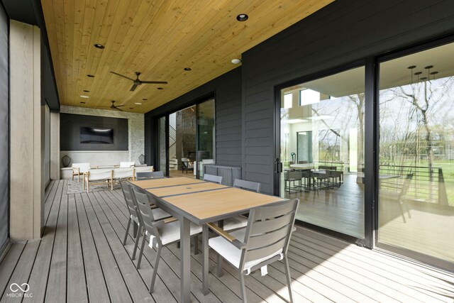 1333 Chatham Rdg Ct, Westfield, IN 46074 - wooden terrace featuring outdoor dining space and ceiling fan