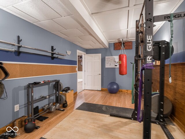 exercise area with wood finished floors