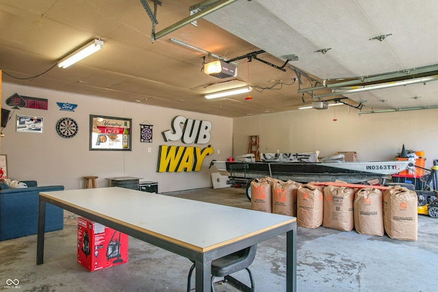 garage with a garage door opener
