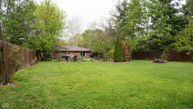 view of yard featuring a fenced backyard